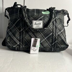 NWT Herschel sprout diaper bag greyscale plaid